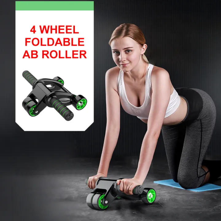 Four Wheel Flodable Abs RollerHome Gyms Equipment Home Exercise