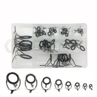 40pcs 8 Sizes Fishing Rod Guides Kit Ceramics Stainless Steel Fishing Rod Line Top Eye Ring Circle Repair Tool Set Tackle Box