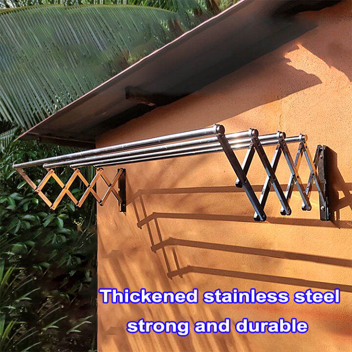 3pole Stainless Steel Wall Mounted Pushpull Folding Telescopic