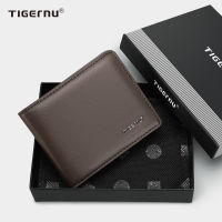 Tigernu กระเป๋าสตางค์หนัง PU หรูหราของผู้ชาย,กระเป๋าสตางค์ใส่บัตรเครดิตประณีตสำหรับผู้ชายกระเป๋าเงินหรูหราขนาดเล็กชุดของขวัญกระเป๋าสตางค์ผู้ชายคุณภาพสูง