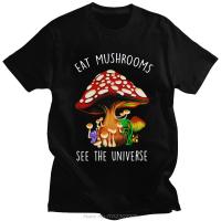 Mens Eat Me Mushrooms See The Universe Tshirt Short Sleeved Tshirt Streetwear T Graphic Tee Loose Fit