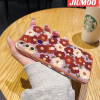 เคส JIUMOO สำหรับ Huawei Y6P แฟชั่นลายดอกไม้นำโชคเคสพื้นผิวขอบสี่เหลี่ยมแบบใหม่เคสนิ่มซิลิกาเจลกันกระแทกเคสมือถือรวมฝาครอบป้องกันเลนส์กล้องถ่ายรูปทั้งหมด