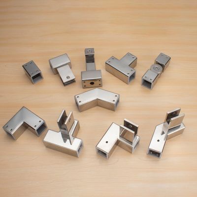 ☌℡◊ SS304 For 25mm Bathroom Square Tube Stainless Steel Connecting Glass Hanging Clip 90 135 Degree Straight Corner Flange Seat