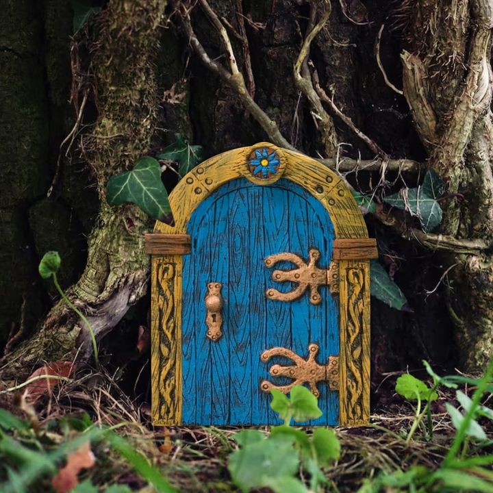 เครื่องประดับตกแต่งประตูรูปต้นไม้แคระเทพนิยายทำจากไม้-children39ของเล่นงานฝีมือตกแต่งบ้านเทพนิยายประดับสวน