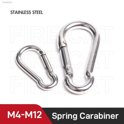 ❡ M4 M5 M6 M7 M8 M10 M11 M12 Spring Snap Carabiner Stainless Steel 1/3/4/5 Pcs Survival Ring Lock Hook Camping Climbing Equipment