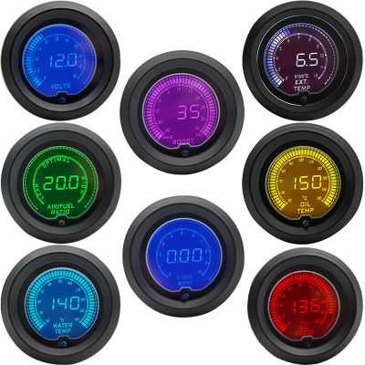 52มม. Boost/ อุณหภูมิน้ำ/อุณหภูมิน้ำมัน/โวลต์ /Tachometer/egt/air การใช้ Ratio/เครื่องวัดความดันน้ำมัน LCD Digital 7สี