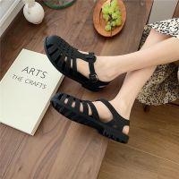 COD DSFGRTUTYIII [Ready Stock] Fairy Style ins Fashion Sandals Student Outer Wear Summer Retro Woven Hollow Japanese Flat Sandal