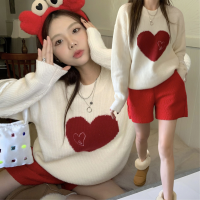 พร้อมส่ง ⛵️? Heart print sweater เสื้อไหมพรมแขนยาวพิมพ์ลายหัวใจ (IN38310)