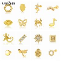 [Han ornaments] PANAOBEN 925เงินสเตอร์ลิงประณีตขนาดเล็ก1Pc Stud ต่างหูสำหรับผู้หญิงเจาะต่างหูเครื่องประดับ Pendientes Plata 925 Kolczyki