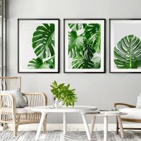 Monstera Tropical Leaf Green Plant โปสเตอร์สไตล์นอร์ดิก Wall Art ผ้าใบพิมพ์พฤกษศาสตร์ภาพวาดตกแต่งบ้านโมเดิร์นภาพ New