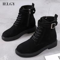 IELGY  รองเท้าแฟชั่นสตรี Lace-Up Flat Women Suede สไตล์เกาหลี