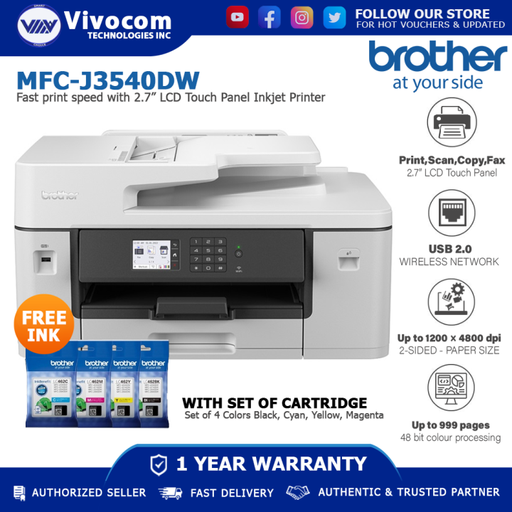 Brother MFCJ3540DW Fast print speed with 2.7” LCD Touch Panel Inkjet