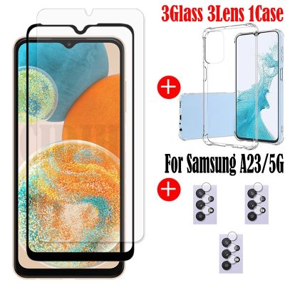 （shine electron）กระจกนิรภัยติดกาวทั่วทั้งแผ่นกระจกปกป้องหน้าจอ A23สำหรับ Samsung Galaxy,สำหรับ Samsung A23ฟิล์มสำหรับ Samsung กล้อง5G A23เคส5G