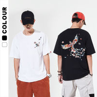 2023 Spring And Summer New Cotton Mens Clothing National Fashion Phoenix Embroidery Couple Youth Half Sleeve Top Short Sleeve Shirt T Men