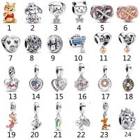 Pandora 925 Silver original Magical Cup of Tea Puzzle Piece Hearts Splittable Friendship Family Spinning Heart Globe Dangle Charm Winnie the Pooh Tigger Charm Pet Dog &amp; Bone Cat &amp; B