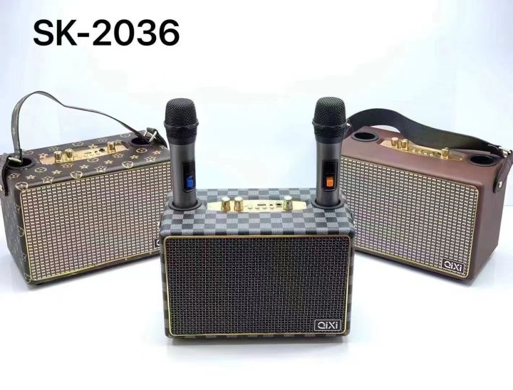 sk-2036-แถมไมล์ลอย2ตัว-ลำโพงบลูทูธ-พร้อมอินเทอร์เฟซไมโครโฟน-รองรับไมโครโฟน-กีตาร์และเครื่องดนตรีอื่นๆ-ลำโพงretro-ลำโพงแบ