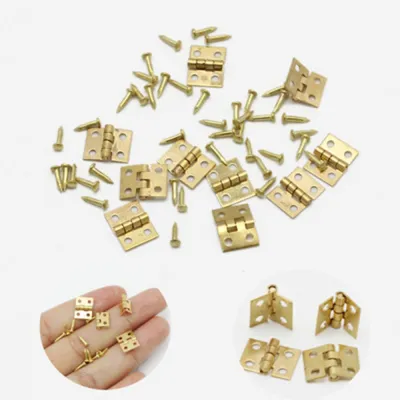 100pcs 10x8mm Tiny golden Mini Small Metal Hinge For 1/12 House Miniature Cabinet Furniture Fittings For Cabinets  home hardware Door Hardware  Locks