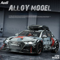 【WJ】1: 24 Audi เวอร์ชันดัดแปลง RS6โมเดลรถยนต์โลหะอัลลอยหล่อขึ้นรูปด้วยเสียงและเปิดประตูเบาเลียนแบบโมเดลรถยนต์โมเดลรถยนต์สปอร์ตจริงสุดๆ Mobil