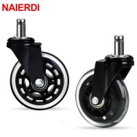 NAIERDI 1PC Universal Mute Wheel 3 inch Office Chair Caster Replacement 60KG Swivel Rubber Soft Safe Rollers Furniture Hardware