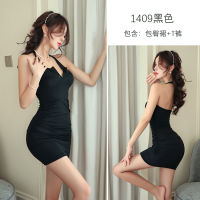 2023 Hot Long Night Sexy Underwear Sexy Deep V-Hip Dress Role Playing Ol Secretary Uniform Temptation Passion 1409