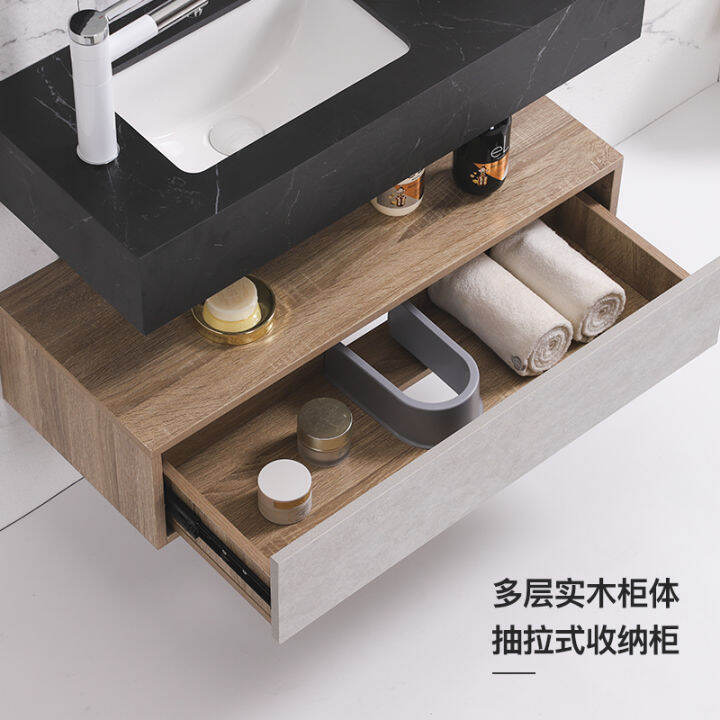 Solid Wood Drawer Base Bathroom Storage Wallmounted