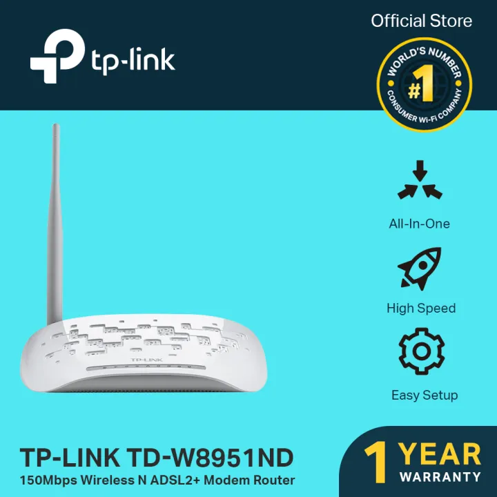TP-Link TD-W8951ND 150Mbps Wireless N ADSL2+ Modem Router | Lazada PH