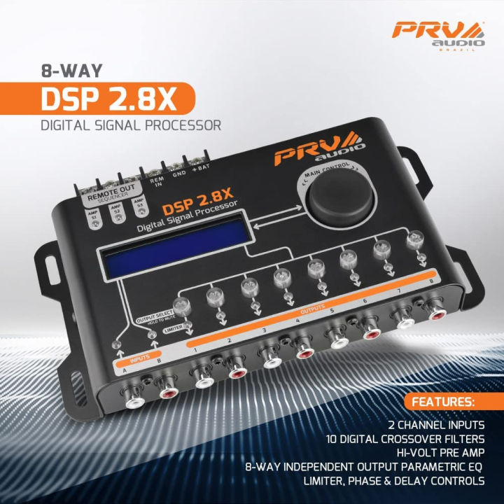 prv-audio-dsp-2-8x-car-audio-crossover-and-equalizer-8-channel-full-digital-signal-processor-dsp-with-sequencer