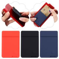 Universal Silicone Phone Wallet Case Stick On ID Credit Card Holder Self-Adhesive Elastic Cellphone Pocket Sticker Card Sleeves Card Holders