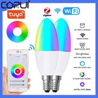 CORUI Tuya E14สมาร์ท WiFi ZigBee หลอดไฟยุโรปหลอดไฟ RGB LED WW โคมไฟรองรับ Smart Life APP Alexa Home Alice