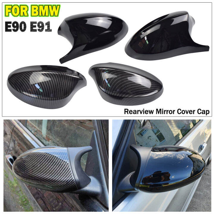 e91-pre-lci-2005-2007สีดำ-m3สไตล์ปก-e81-e82-e90สำหรับ-bmw-3-series-e92-e93กระจกมองหลังหมวก2006-2007-2008-2009