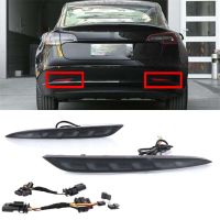 2PCS For Tesla Model 3 2016-2022 Model Y 2019-2022 Rear Fog Lamp Brake Light Dynamic Turn Signal Reflector LED Bumper Light