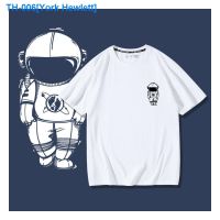 ✺ York Hewlett NASA astronaut joint half sleeve male 2023 European and American wind contracted cotton loose big yards couples short-sleeved summer tide