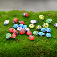 50PiecesPack Mini Resin Ladybug Garden Pots Miniature Plants Decoration Fairy Garden Figurines Micro Landscape Crafts