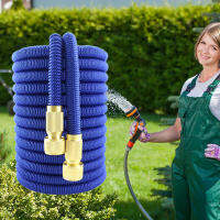 สายยางยืดหด Retractable hose รดน้ำ ฉีดล้างจัดเก็บสะดวก ทนทานไม่ขาดง่าย (สีฟ้า) 25FT 50FT