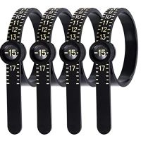 4pcs Ring Sizer Measuring Tool Black Plastic Ring Sizer Measure Sizes 1-17 Finger Gauge Genuine Tester Wedding Ring Band With Magnifier Jewellery Measure Tool