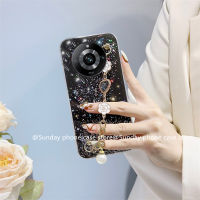 ยอดนิยม เคส Phone Case Realme 11 Pro+ Realme11 Pro + Plus 5G ใหม่ เคสโทรศัพท์ แฟชันฟอยล์สีลูกกวาดแวววาวพร้อมสร้อยข้อมือมุกคริสตัลความรัก Cover 2023