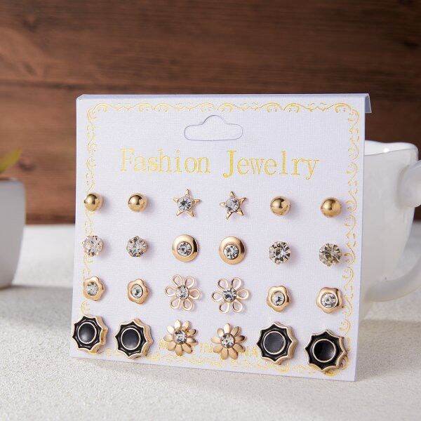 12-pairs-set-combination-stud-earrings-fashion-korean-imitation-zircon-earring-pearl-diamond-ear-gifts-factory-wholesale