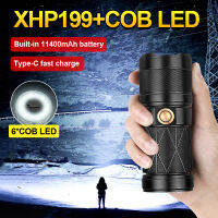 ที่มีประสิทธิภาพ XHP199 LED ไฟฉายไฟฉายในตัว11400มิลลิแอมป์ชั่วโมงแบตเตอรี่ USB ชาร์จยุทธวิธีแสงแฟลชพลังงานสูงโคมไฟทำงาน