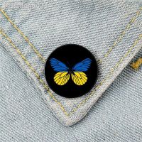 Ukraine butterfly Pin Custom cute Brooches Shirt Lapel teacher tote Bag backpacks Badge Cartoon gift brooches pins for women