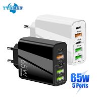 T017ชาร์จเร็วชนิด C USB 65W 3.0 5พอร์ตปลั๊กสำหรับ iPhone อะแดปเตอร์ติดผนัง13