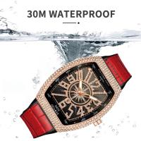 PINTIME Mens Watches Luxury Tonneau Type Metal Shinning CZ Case Rubber Strap Fashion Quartz Wristwatch Male Clock Relogio Gifts