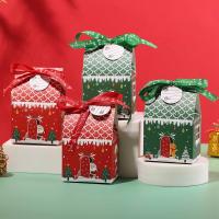 DISCREET 10Pcs กระดาษคราฟท์ กล่องของขวัญคริสต์มาส บ้านรูปร่าง เครื่องประดับคริสต์มาส กล่องบรรจุภัณฑ์กล่อง ของใหม่ Navidad ถุงขนม สุขสันต์วันคริสต์มาส
