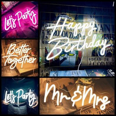 Custom Neon Light Sign Better Together Happy Birthday Led Letter Large Weddings Wall Text Sign Bar Party Decor Drop Shipping