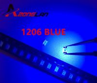 100ชิ้นไฟแอลอีดีสว่างมากสีฟ้า1206 Gratis Ongkir ไดโอด Led Smd 3.2*1.6*0.8มม. 460-470nm แสง-ไดโอดเปล่งแสง Smd 1206 Led สีฟ้า