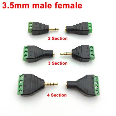 1pcs 2/3/4Section 3.5mm jack connector stereo DC free screw crimping audio interface terminal block mono channel plug adapter  Wires Leads Adapters