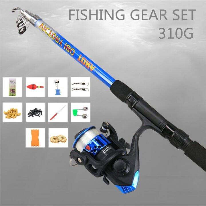 Fishing Rod Set Telescopic Fishing Rod Pole with Spinning Reel Combo