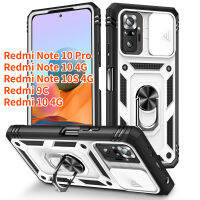 RTY เคสตัวปกป้องกล้องถ่ายรูปแบบกระจก3 In 1,เคสโทรศัพท์สำหรับ Redmi Note 10S Redmi Note 10S Redmi Note 10 Pro 9C Redmi 10 4G พับเป็นขาตั้งหมุนได้ป้องกันการตกฝาครอบโทรศัพท์กันกระแทกเคสที่มีห่วงสำหรับถือรถเคสโทรศัพท์แม่เหล็ก