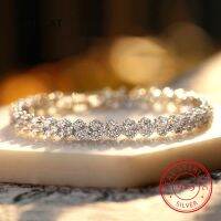 14K White Gold Roman Lab Moissanite Diamond Bracelet Engagement Wedding Bangles Bracelets For Women Bridal Jewelry