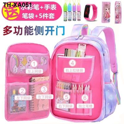 school students schoolbags for girls grades one two to six large-capacity childrens schoolbags ultra-light load-reducing ridge protection and waterproof