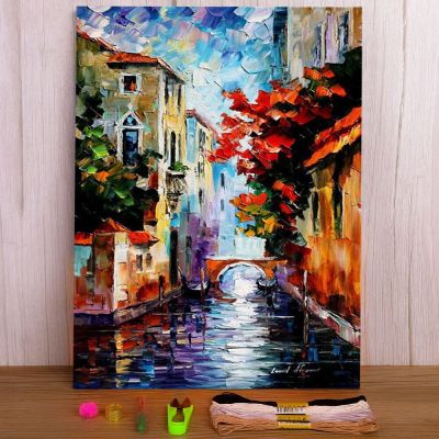 Morning In Venice Pre-Printed 11CT Cross Stitch Embroidery Patterns DMC Threads Handiwork Painting Sewing Hobby   Promotions Needlework
